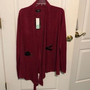 Belted maroon/dark pink cardigan
